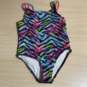Extremely Me Colorful Zebra Print One Pice Swimsuit Bathing Suit Sz 4 Mermaid